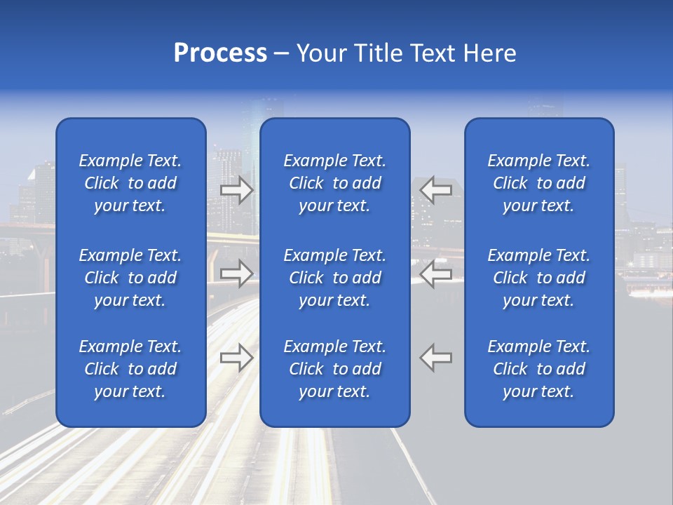 Lighted Houston Skyline Against Blue Sky PowerPoint Template