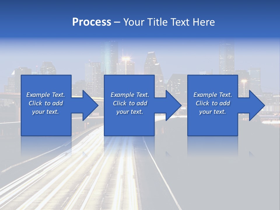 Lighted Houston Skyline Against Blue Sky PowerPoint Template