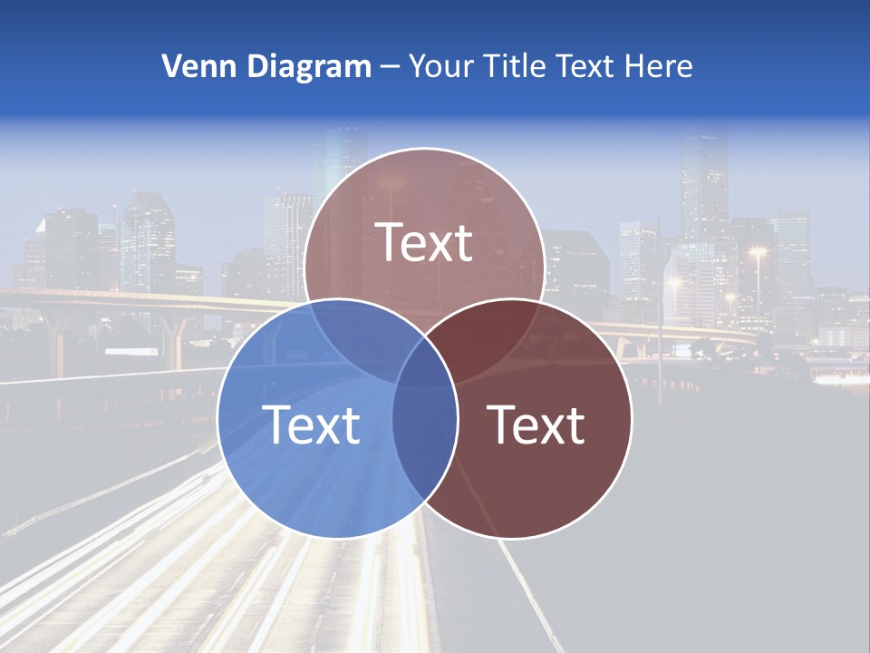 Lighted Houston Skyline Against Blue Sky PowerPoint Template