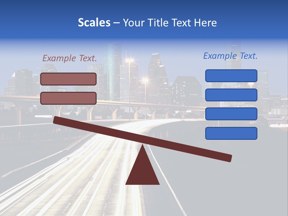 Lighted Houston Skyline Against Blue Sky PowerPoint Template