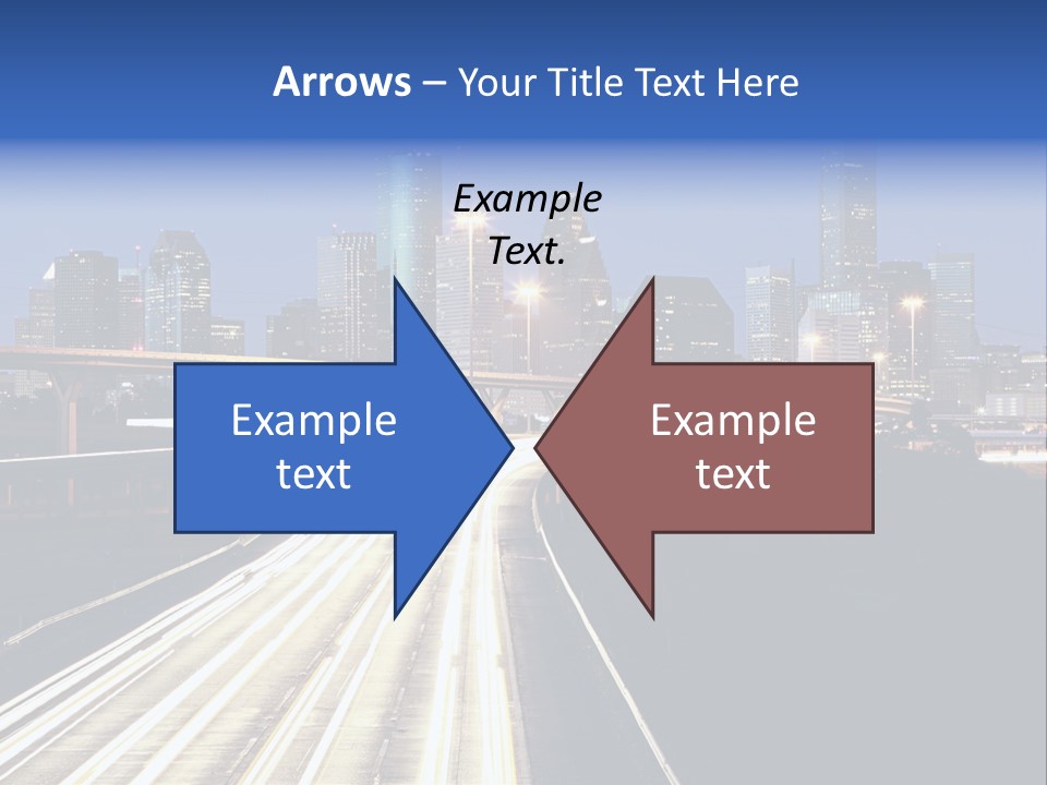Lighted Houston Skyline Against Blue Sky PowerPoint Template