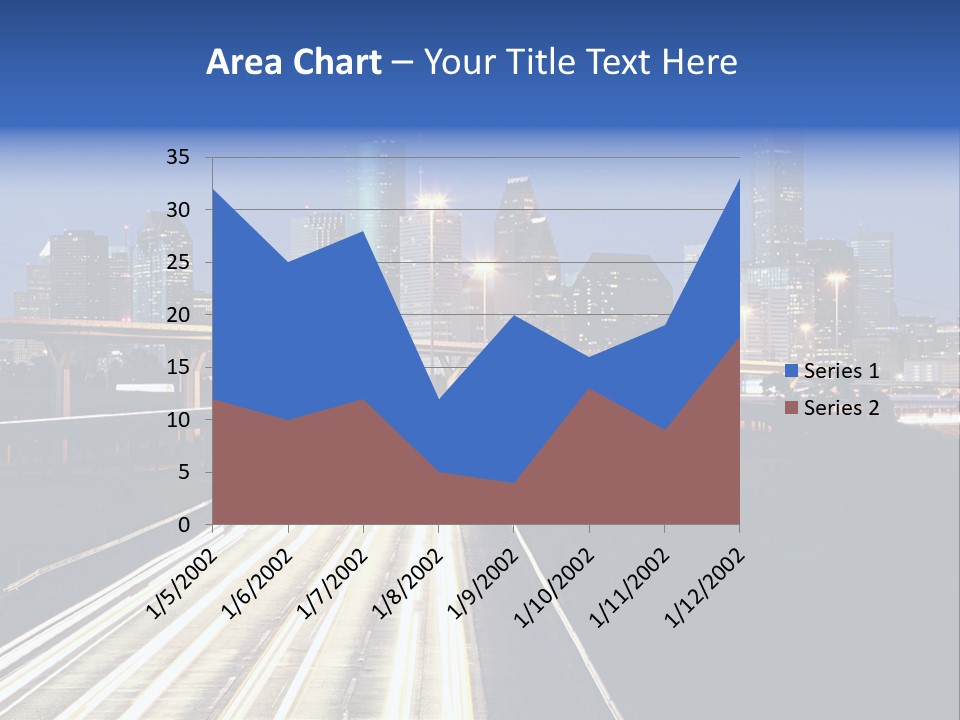 Lighted Houston Skyline Against Blue Sky PowerPoint Template