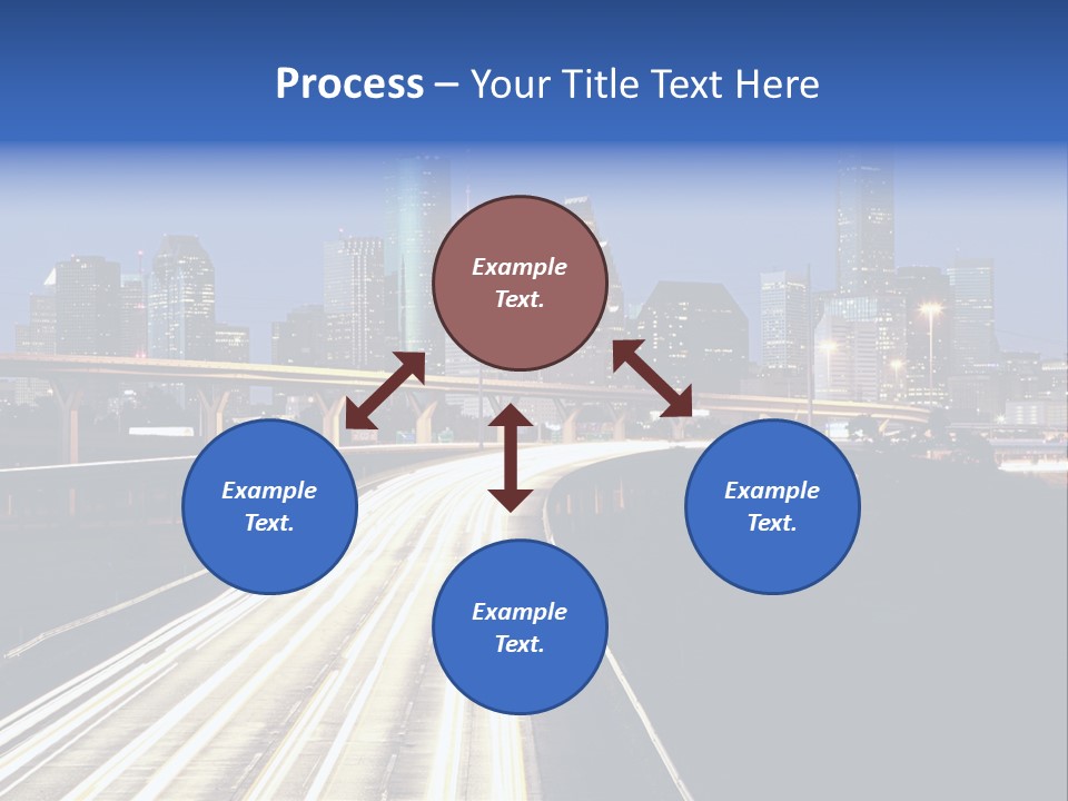 Lighted Houston Skyline Against Blue Sky PowerPoint Template