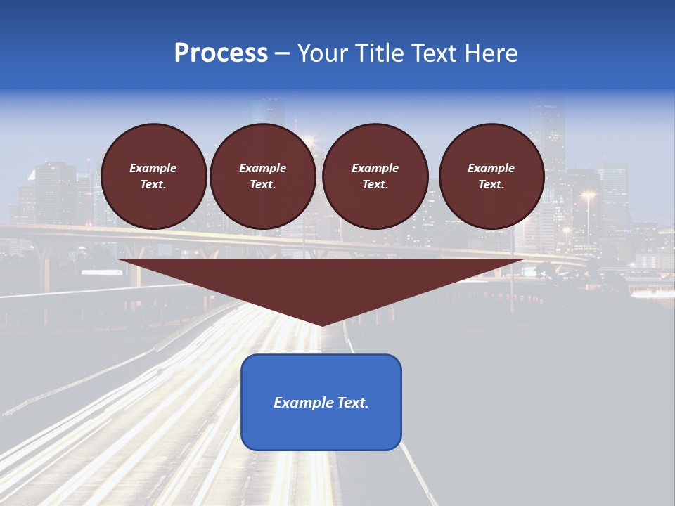 Lighted Houston Skyline Against Blue Sky PowerPoint Template
