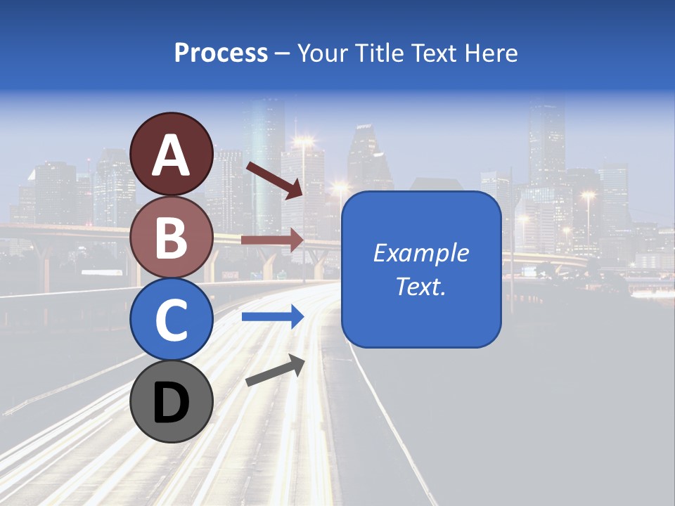 Lighted Houston Skyline Against Blue Sky PowerPoint Template