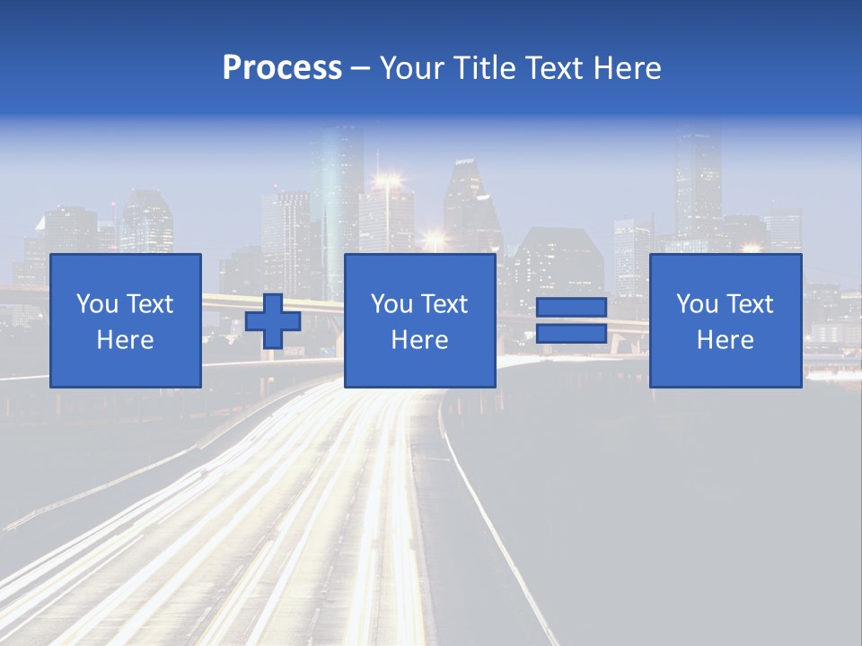 Lighted Houston Skyline Against Blue Sky PowerPoint Template
