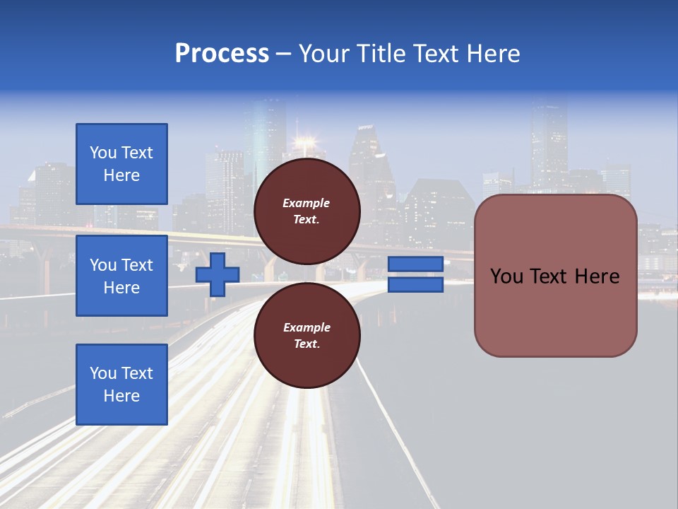 Lighted Houston Skyline Against Blue Sky PowerPoint Template