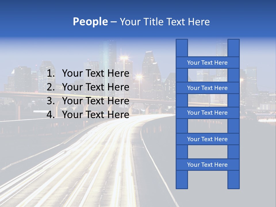 Lighted Houston Skyline Against Blue Sky PowerPoint Template