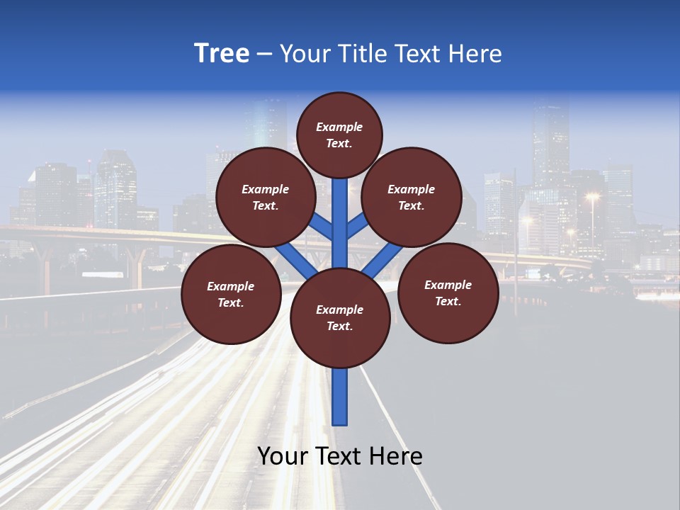 Lighted Houston Skyline Against Blue Sky PowerPoint Template