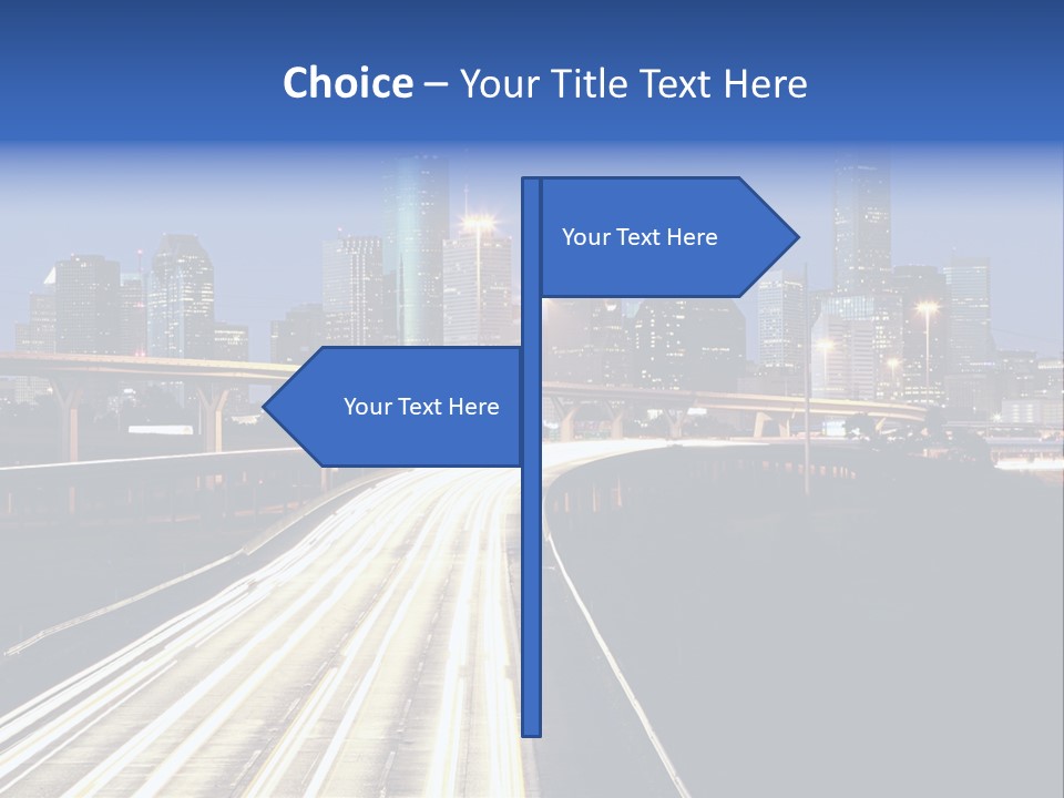 Lighted Houston Skyline Against Blue Sky PowerPoint Template