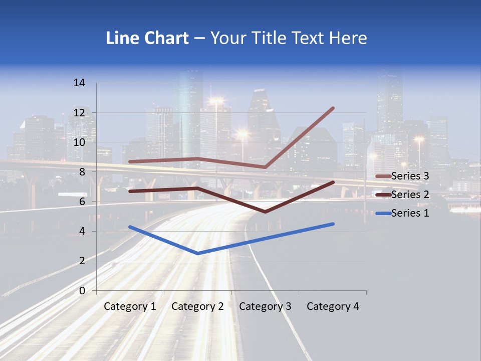 Lighted Houston Skyline Against Blue Sky PowerPoint Template