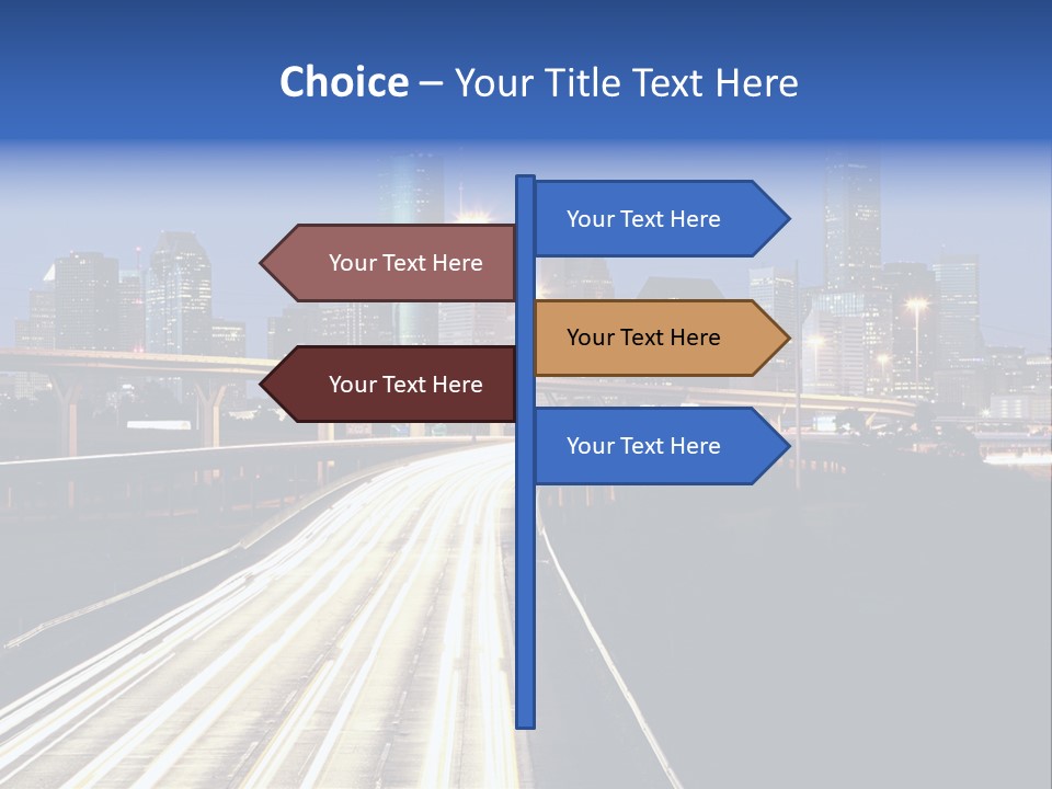 Lighted Houston Skyline Against Blue Sky PowerPoint Template