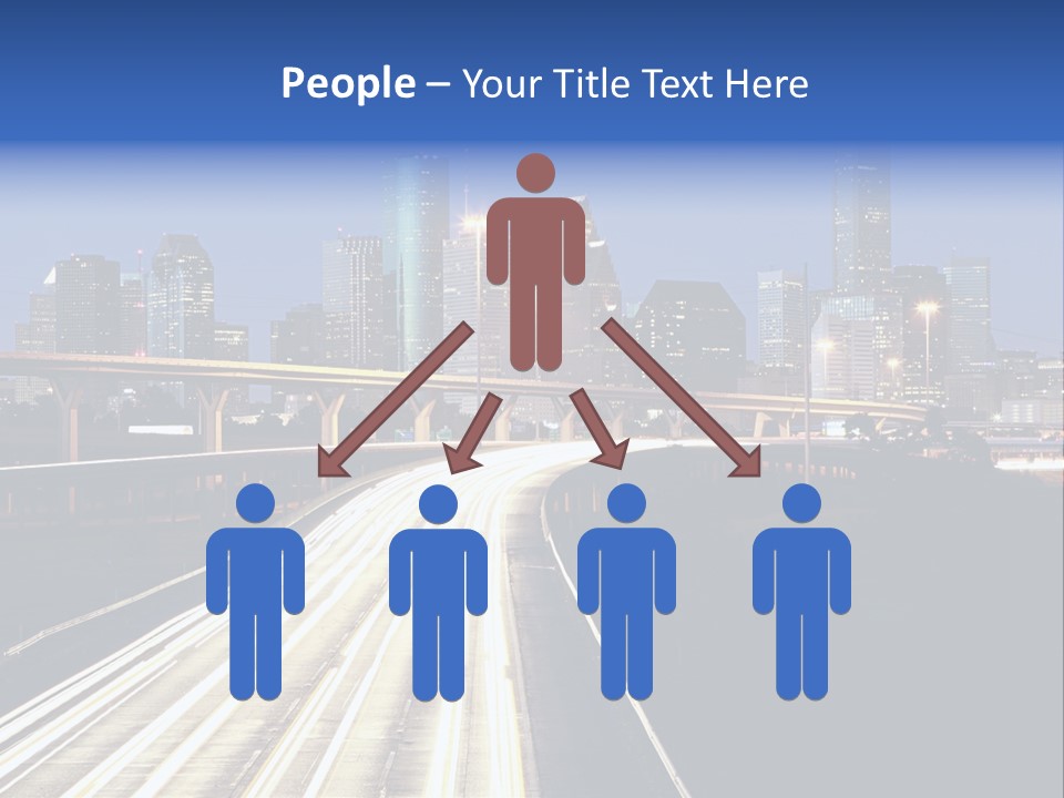 Lighted Houston Skyline Against Blue Sky PowerPoint Template