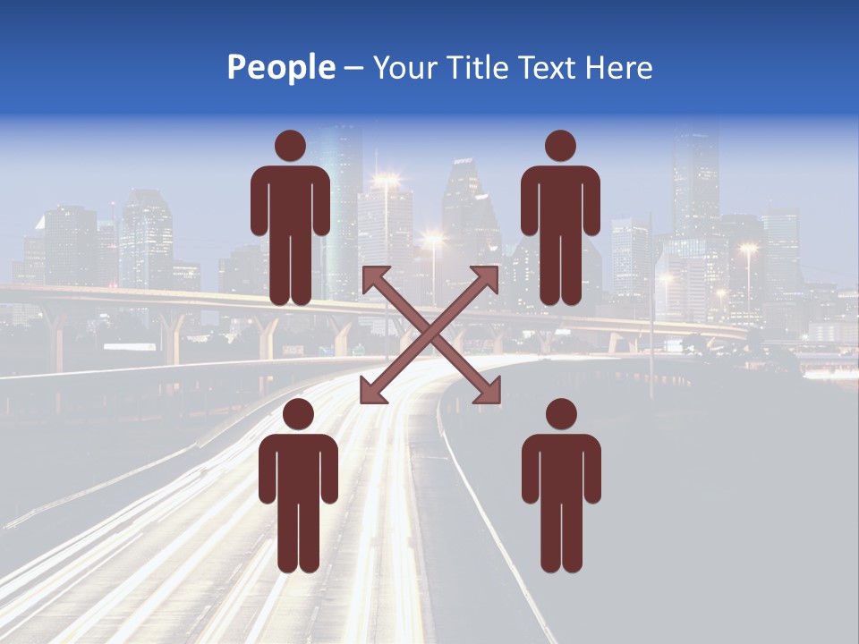 Lighted Houston Skyline Against Blue Sky PowerPoint Template