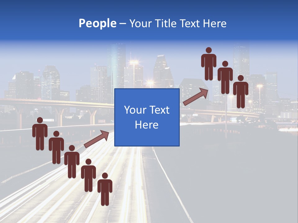 Lighted Houston Skyline Against Blue Sky PowerPoint Template