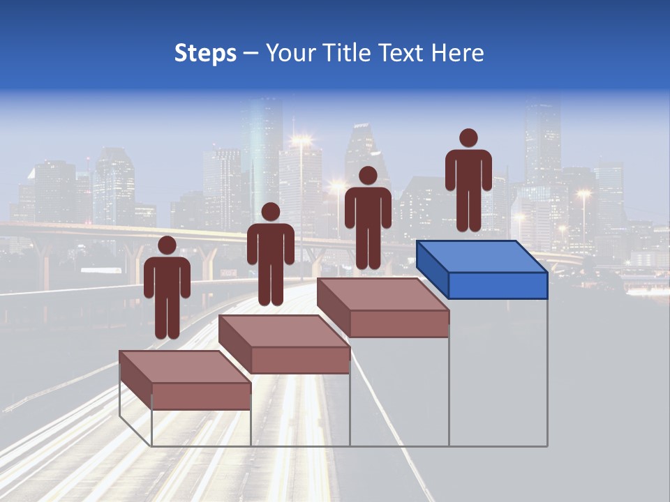 Lighted Houston Skyline Against Blue Sky PowerPoint Template