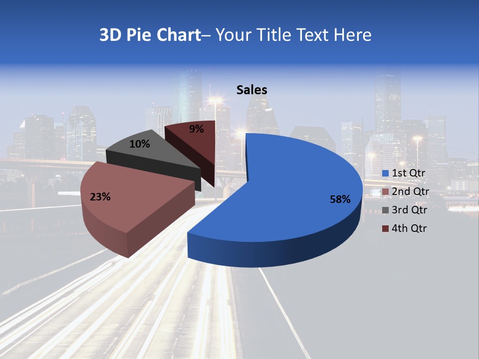 Lighted Houston Skyline Against Blue Sky PowerPoint Template