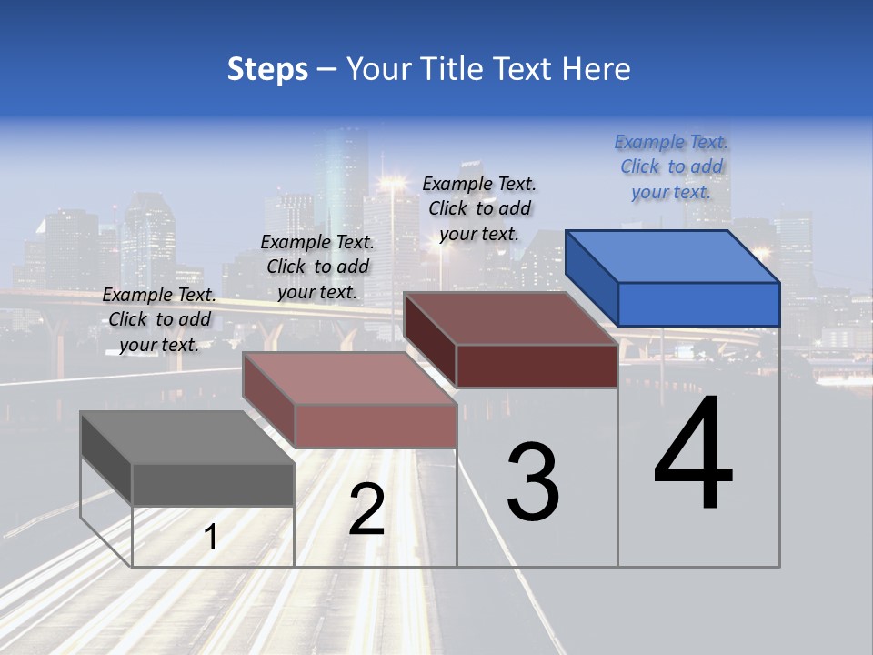 Lighted Houston Skyline Against Blue Sky PowerPoint Template