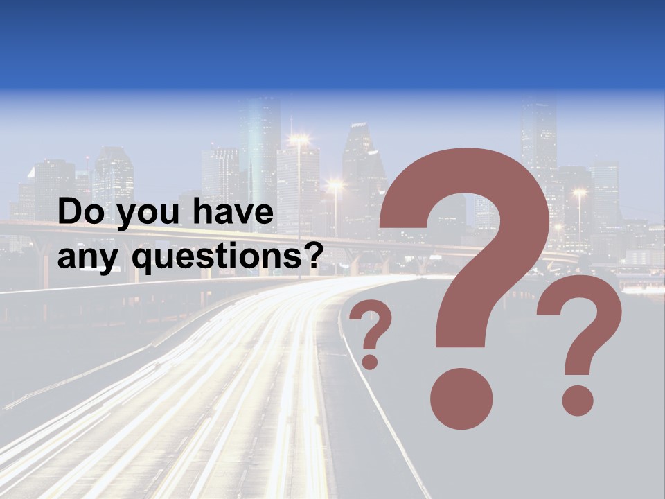 Lighted Houston Skyline Against Blue Sky PowerPoint Template