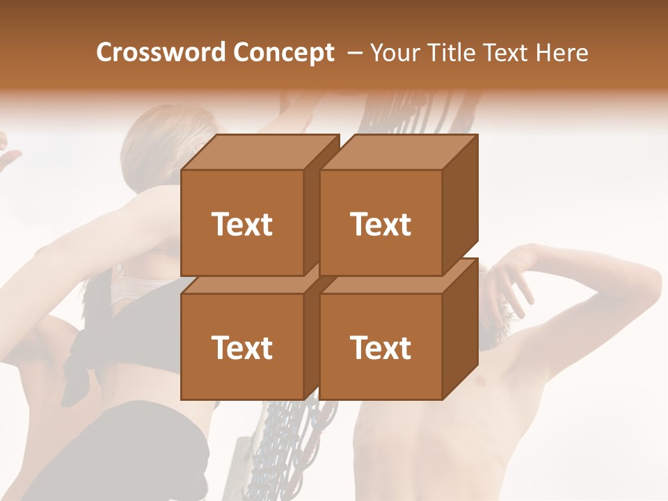 Players Trying To Block A Dangerous Attack In A Beach Volleyball Game PowerPoint Template