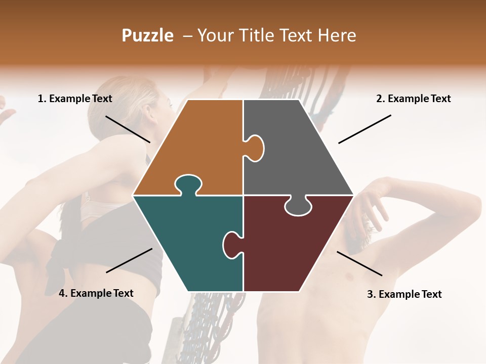 Players Trying To Block A Dangerous Attack In A Beach Volleyball Game PowerPoint Template