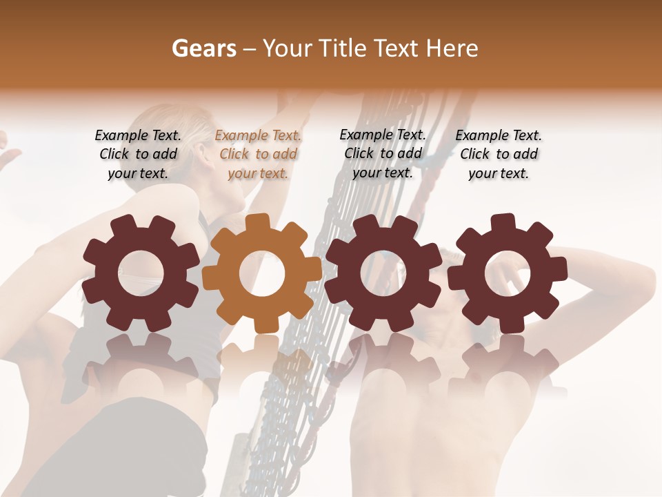 Players Trying To Block A Dangerous Attack In A Beach Volleyball Game PowerPoint Template