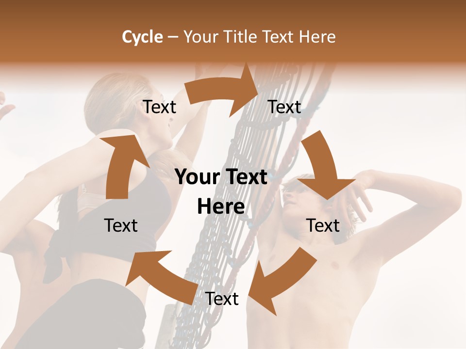 Players Trying To Block A Dangerous Attack In A Beach Volleyball Game PowerPoint Template