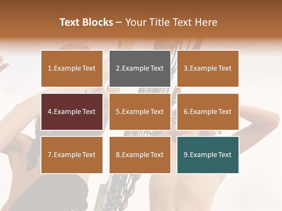 Players Trying To Block A Dangerous Attack In A Beach Volleyball Game PowerPoint Template