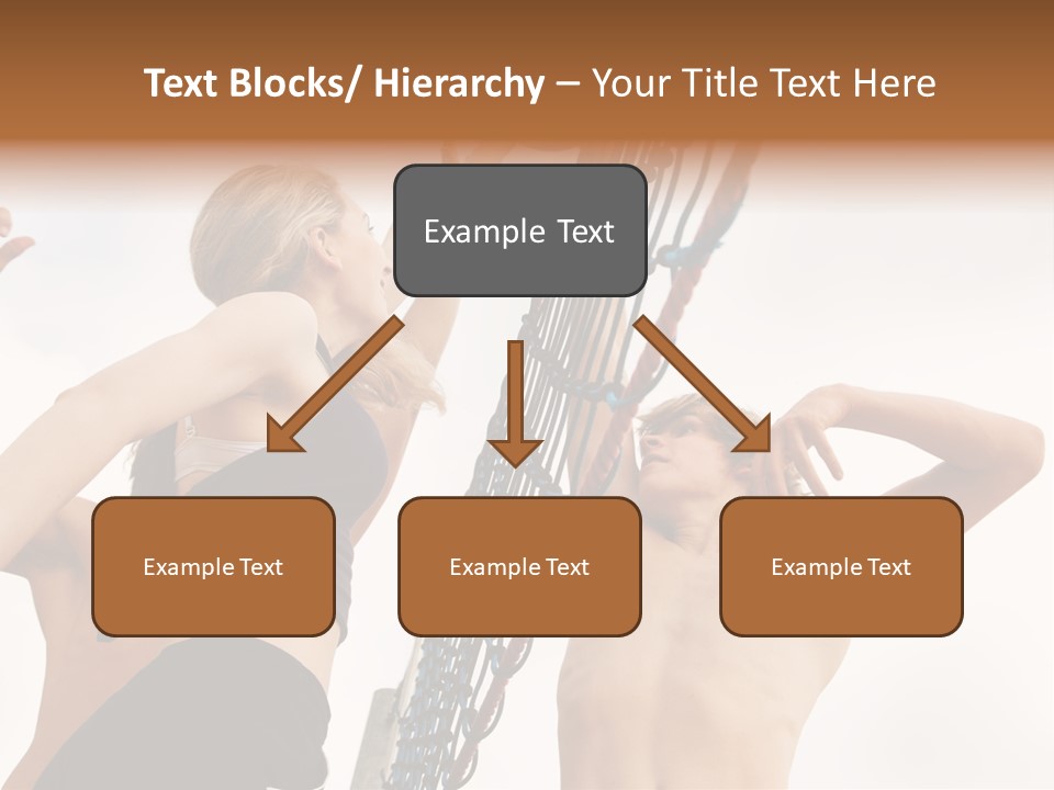 Players Trying To Block A Dangerous Attack In A Beach Volleyball Game PowerPoint Template