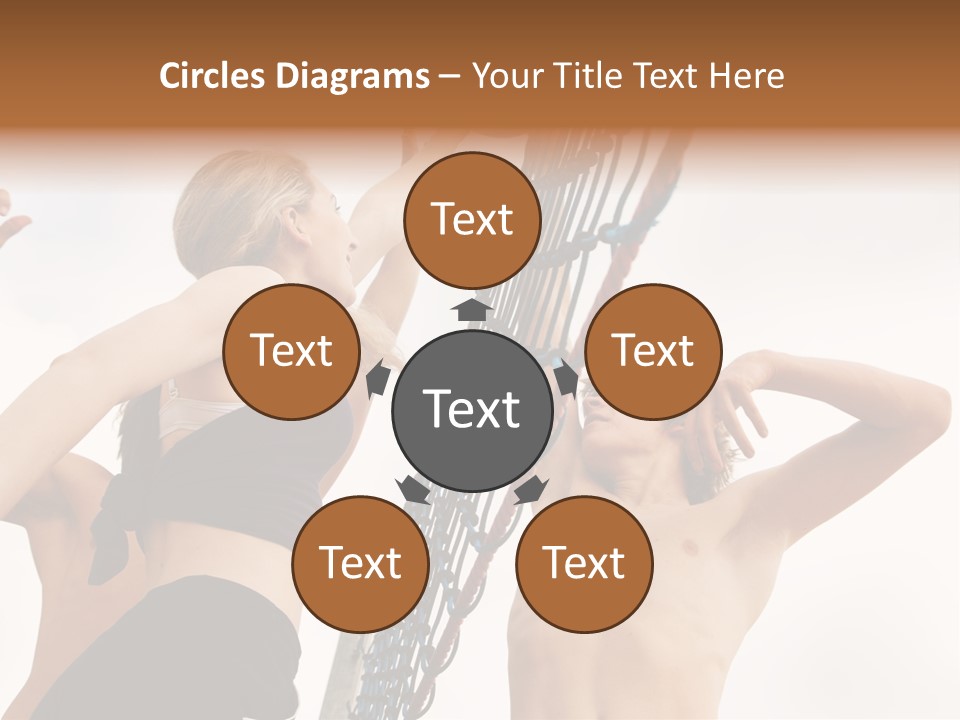 Players Trying To Block A Dangerous Attack In A Beach Volleyball Game PowerPoint Template