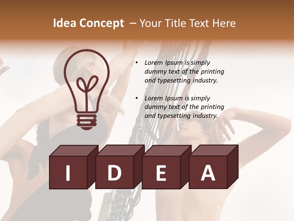 Players Trying To Block A Dangerous Attack In A Beach Volleyball Game PowerPoint Template