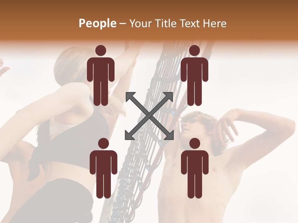 Players Trying To Block A Dangerous Attack In A Beach Volleyball Game PowerPoint Template