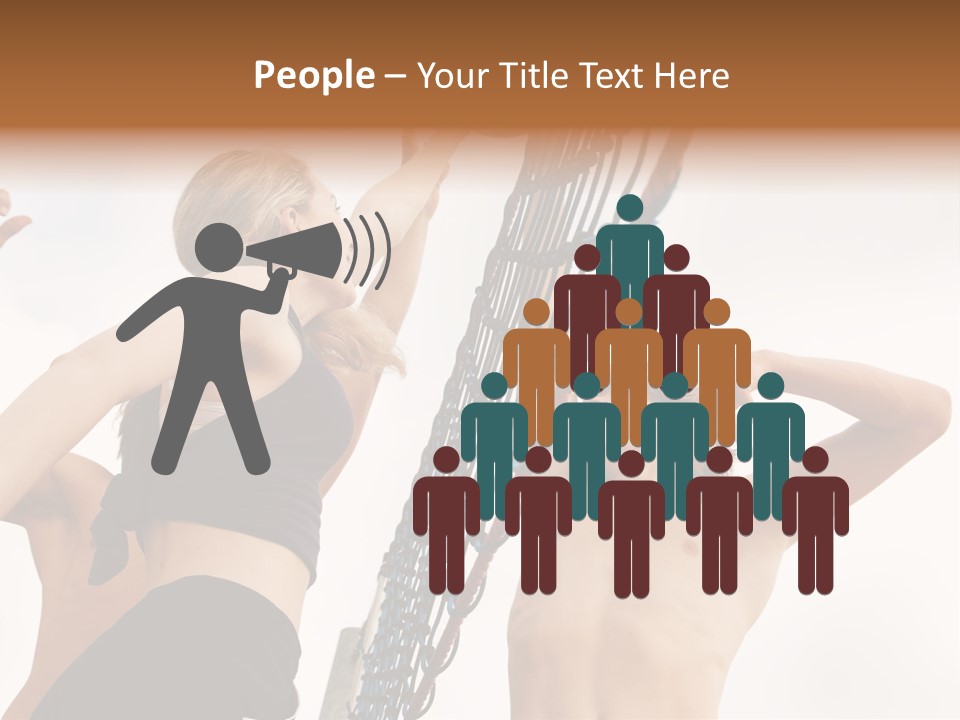 Players Trying To Block A Dangerous Attack In A Beach Volleyball Game PowerPoint Template