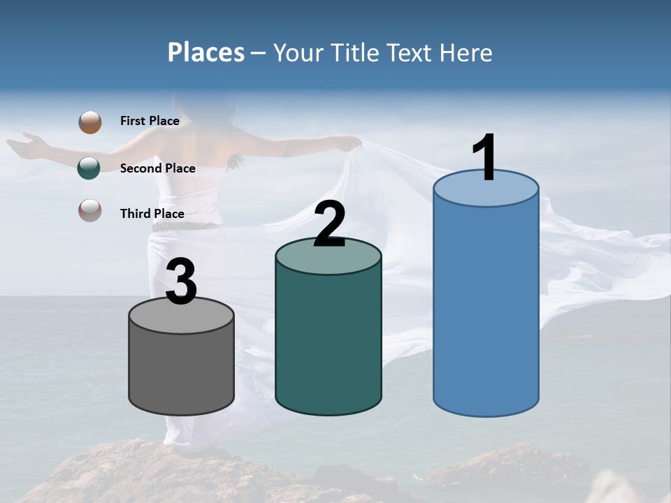 Beautiful Woman In White Dress At The Sea Beach PowerPoint Template