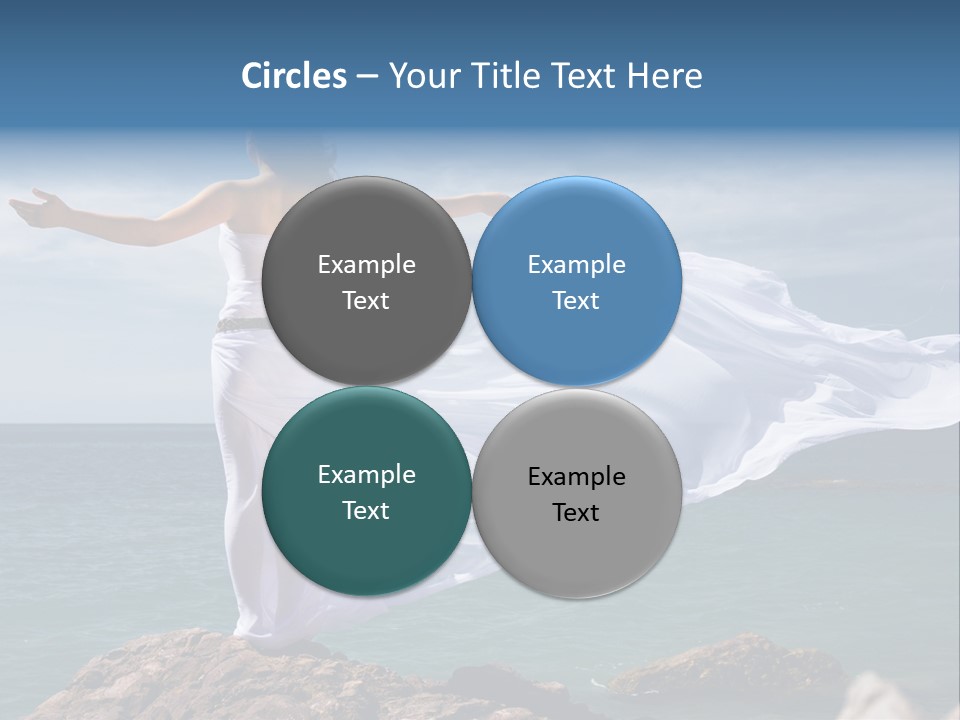 Beautiful Woman In White Dress At The Sea Beach PowerPoint Template