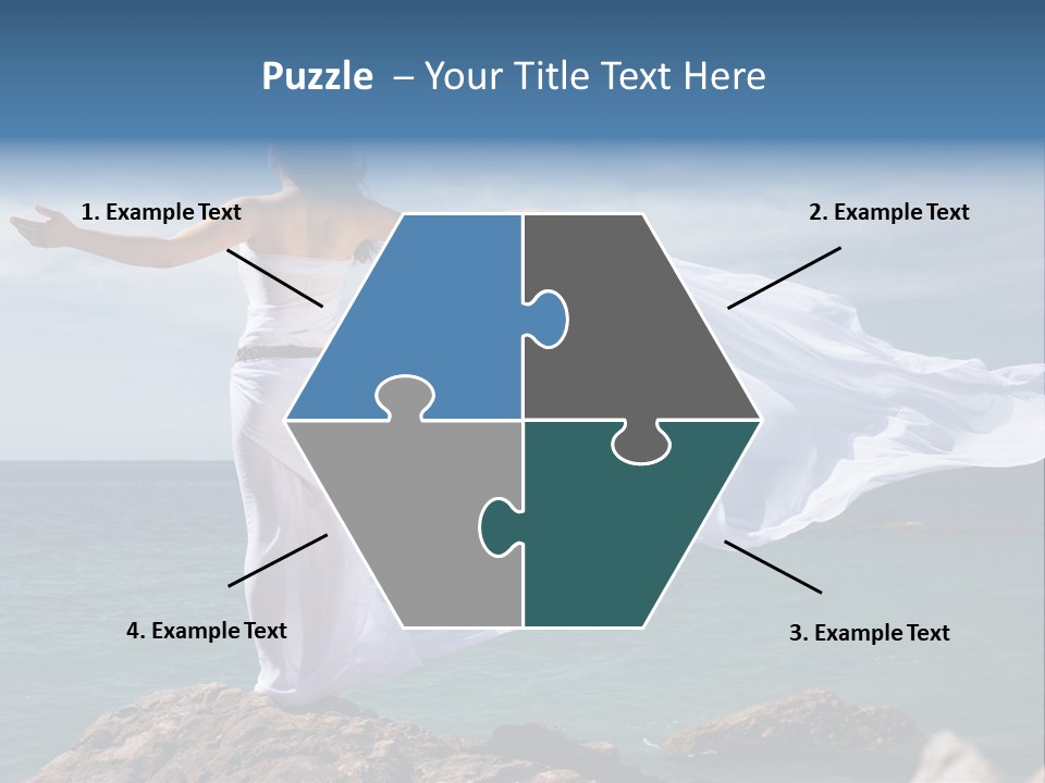 Beautiful Woman In White Dress At The Sea Beach PowerPoint Template