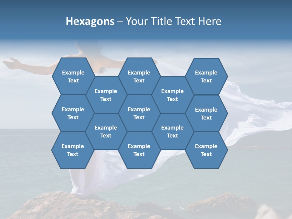 Beautiful Woman In White Dress At The Sea Beach PowerPoint Template