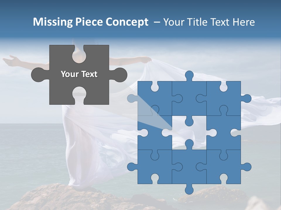 Beautiful Woman In White Dress At The Sea Beach PowerPoint Template