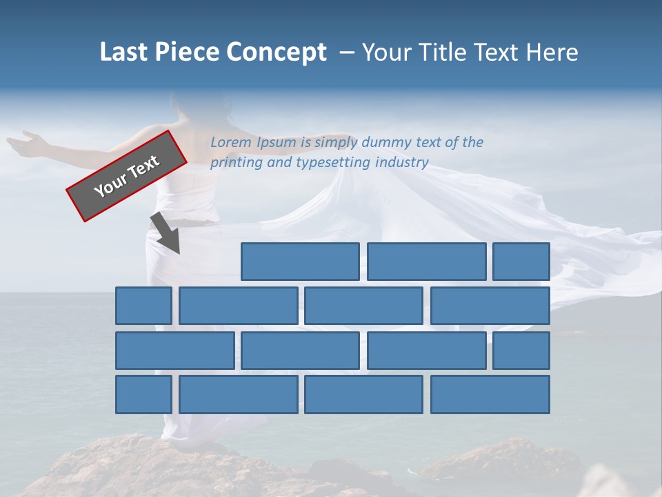 Beautiful Woman In White Dress At The Sea Beach PowerPoint Template