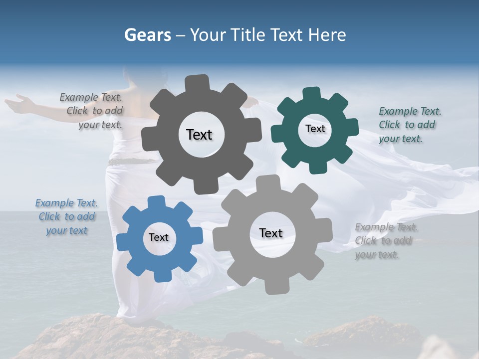 Beautiful Woman In White Dress At The Sea Beach PowerPoint Template