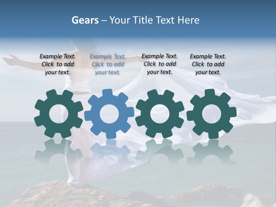 Beautiful Woman In White Dress At The Sea Beach PowerPoint Template