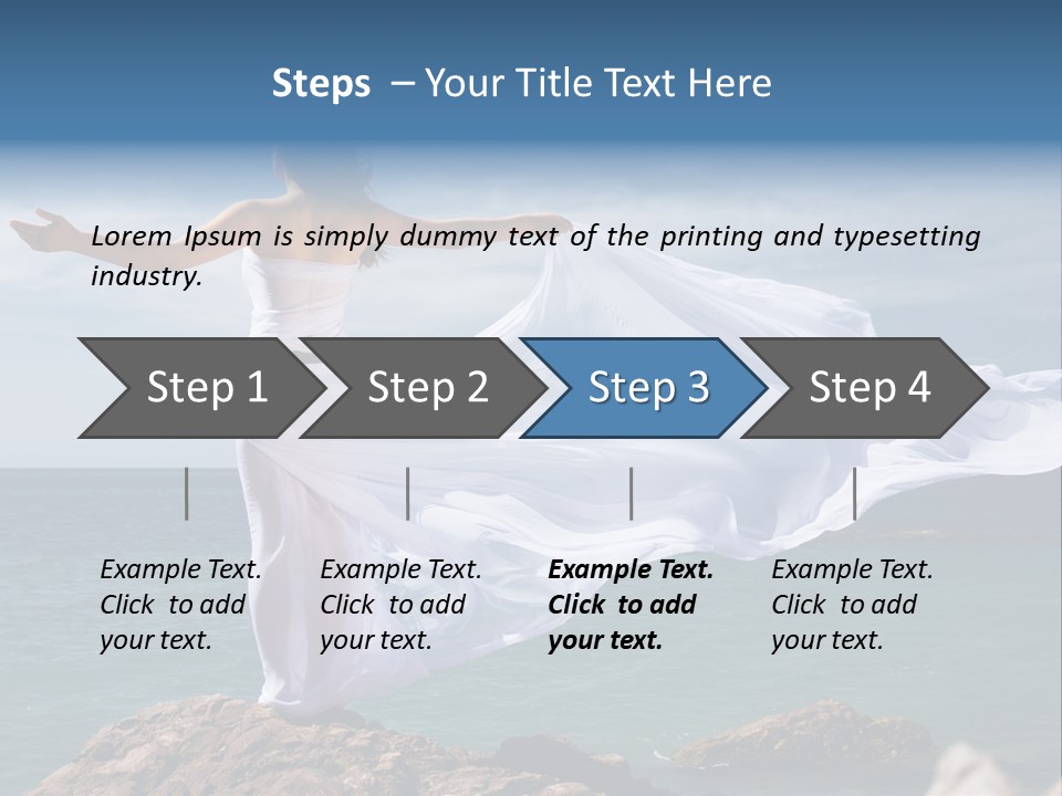 Beautiful Woman In White Dress At The Sea Beach PowerPoint Template