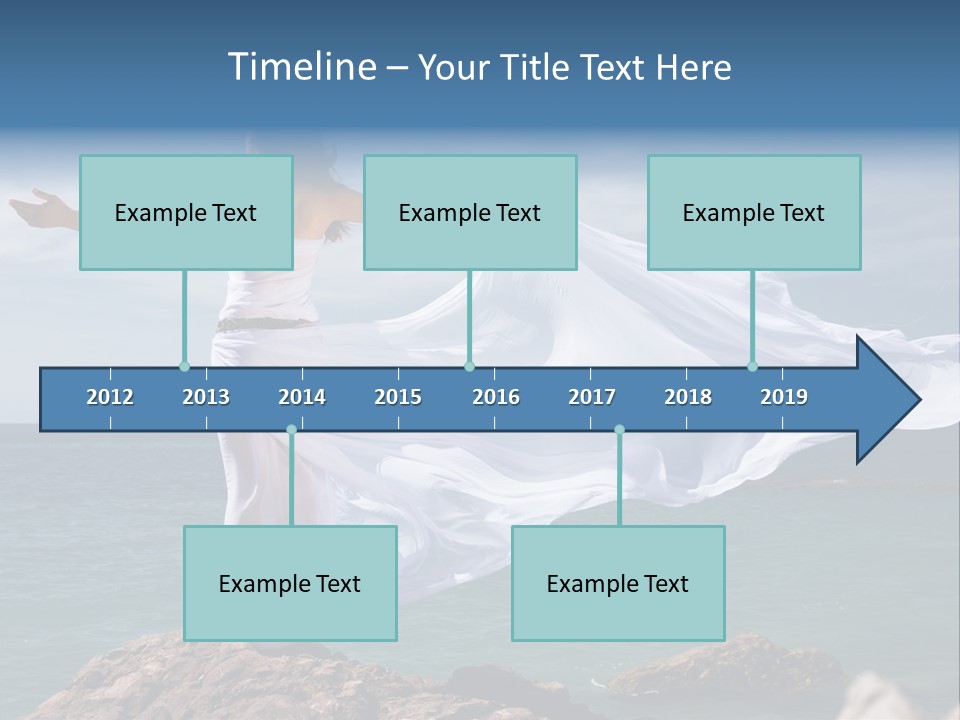 Beautiful Woman In White Dress At The Sea Beach PowerPoint Template