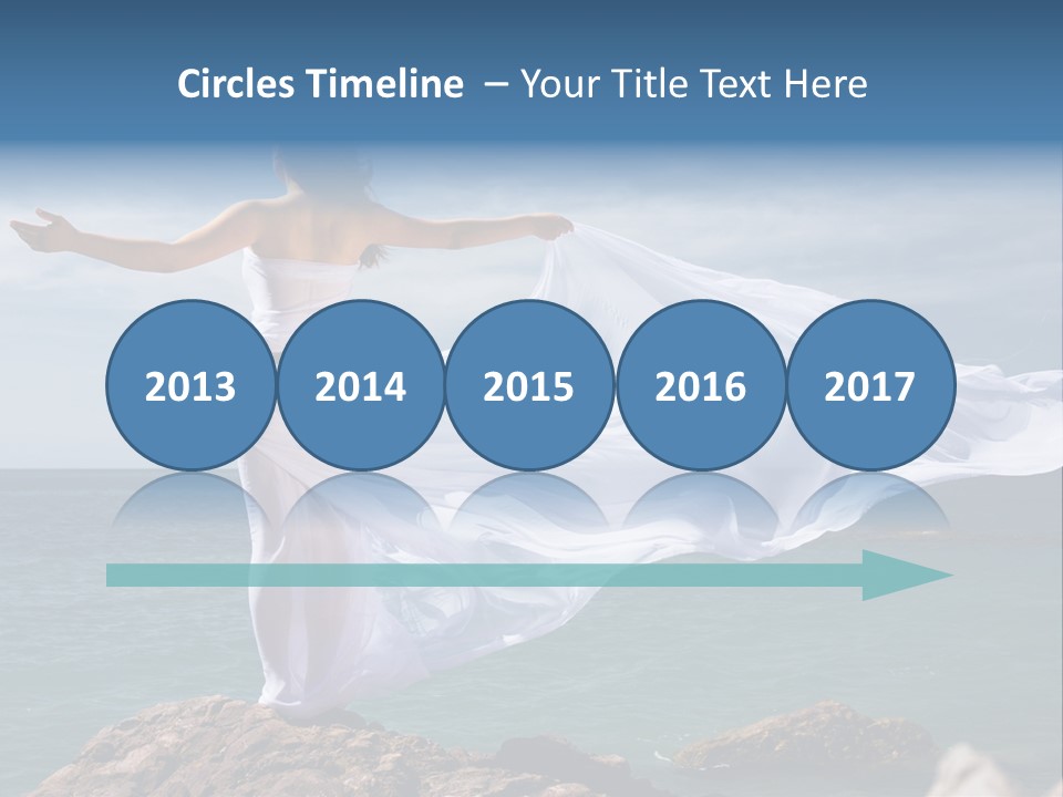 Beautiful Woman In White Dress At The Sea Beach PowerPoint Template