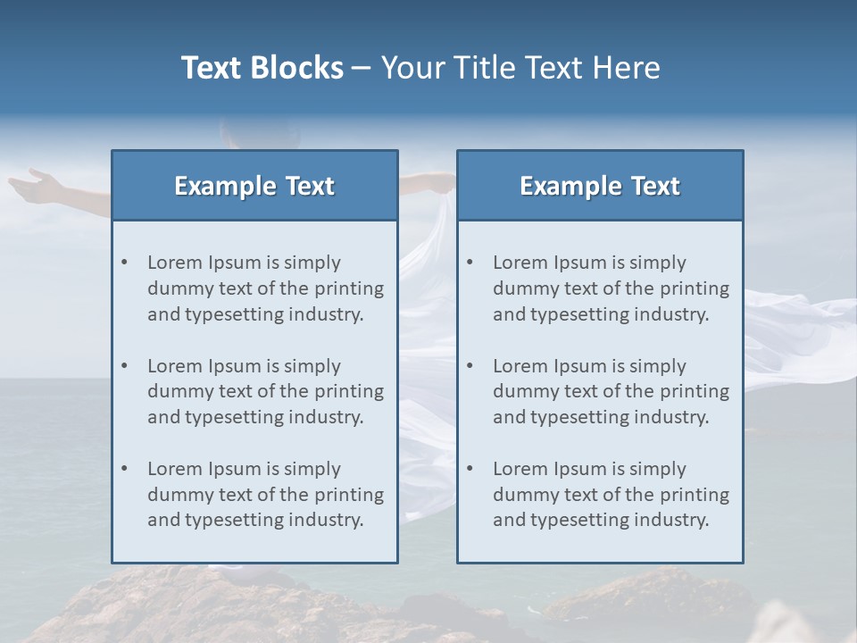 Beautiful Woman In White Dress At The Sea Beach PowerPoint Template