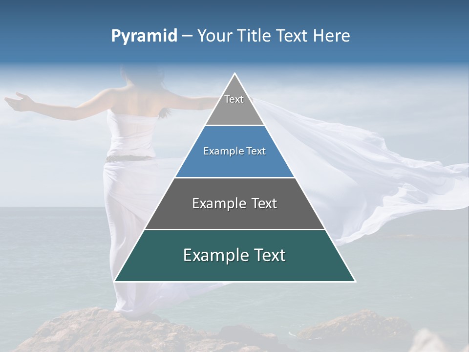 Beautiful Woman In White Dress At The Sea Beach PowerPoint Template