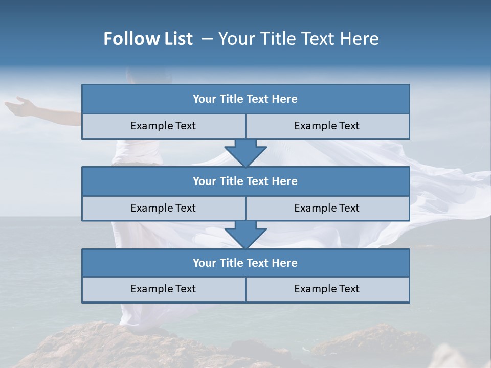 Beautiful Woman In White Dress At The Sea Beach PowerPoint Template