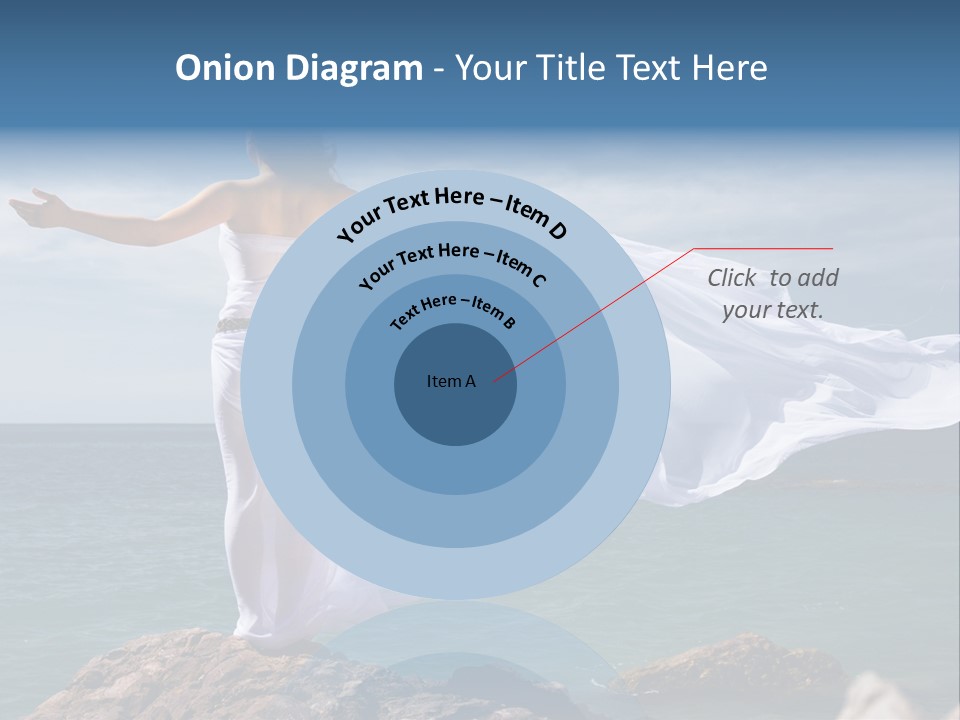 Beautiful Woman In White Dress At The Sea Beach PowerPoint Template