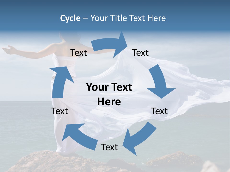 Beautiful Woman In White Dress At The Sea Beach PowerPoint Template