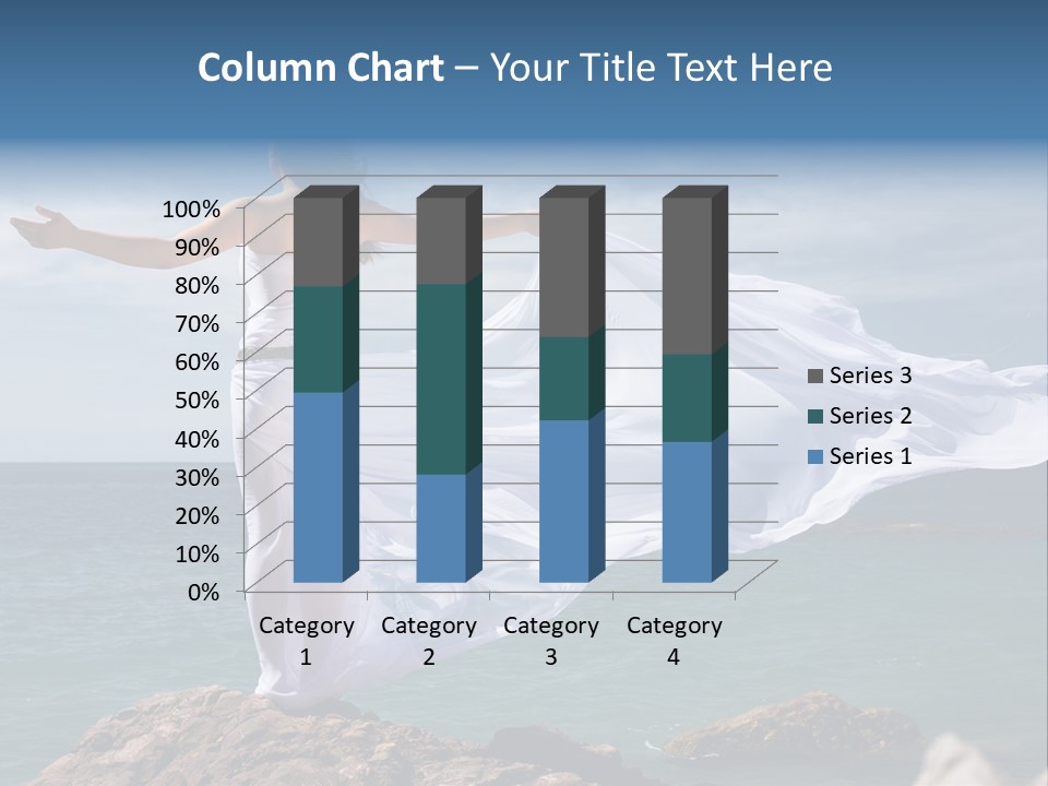 Beautiful Woman In White Dress At The Sea Beach PowerPoint Template